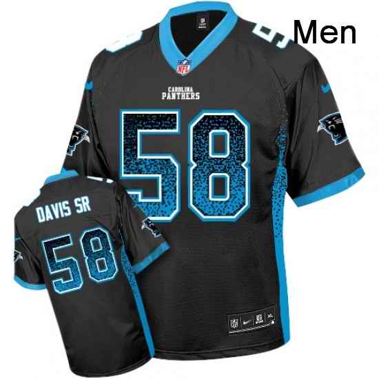 Mens Nike Carolina Panthers 58 Thomas Davis Elite Black Drift Fashion NFL Jersey